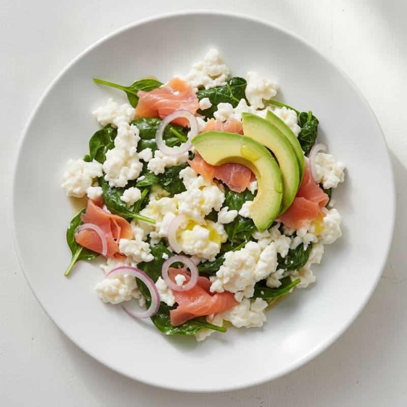Egg White Spinach Scramble with Smoked Salmon