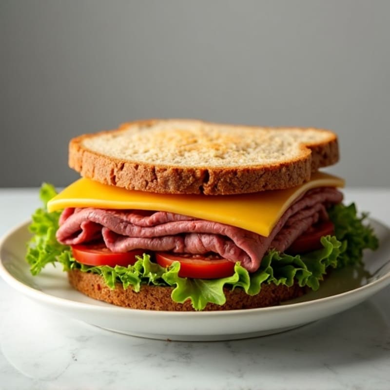 Lean Roast Beef Sandwich with Melted Cheddar and Crisp Greens