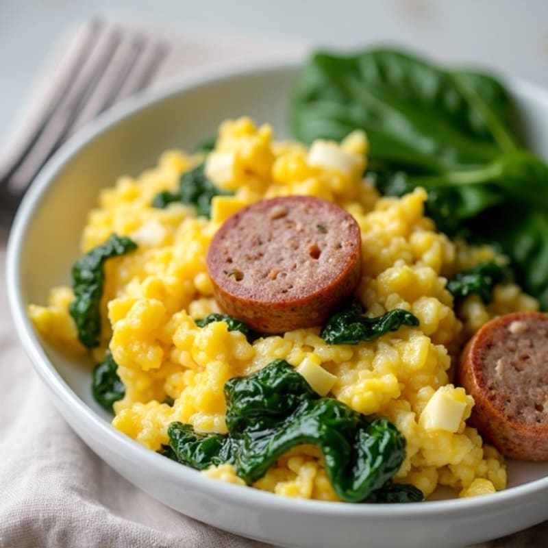 Egg White and Turkey Sausage Scramble with Spinach