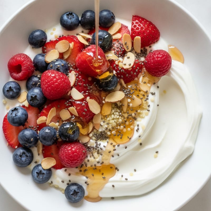 Creamy Greek Yogurt Bowl with Mixed Berries and Chia Seeds