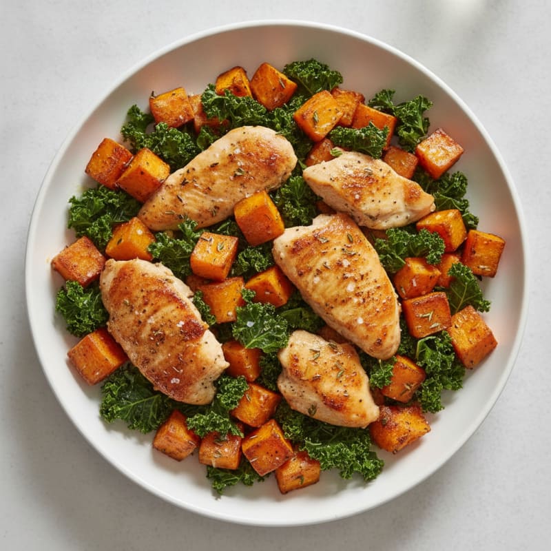 Roasted Chicken and Sweet Potato Harvest Bowl