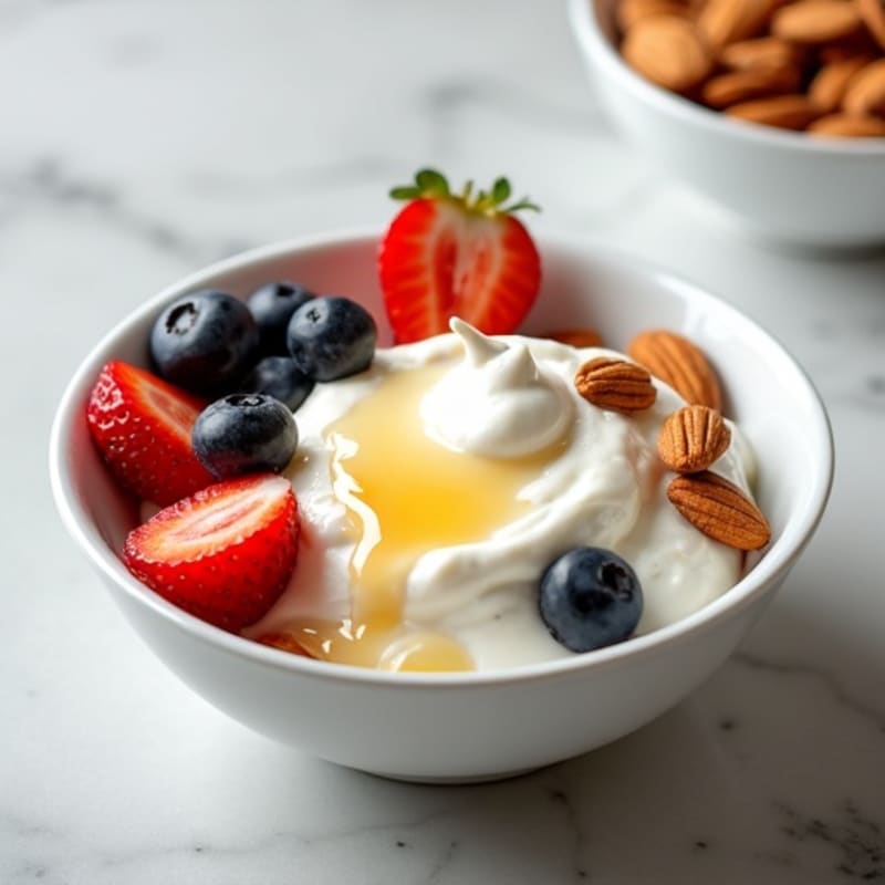 Creamy Greek Yogurt with Fresh Berries and Crunchy Almonds