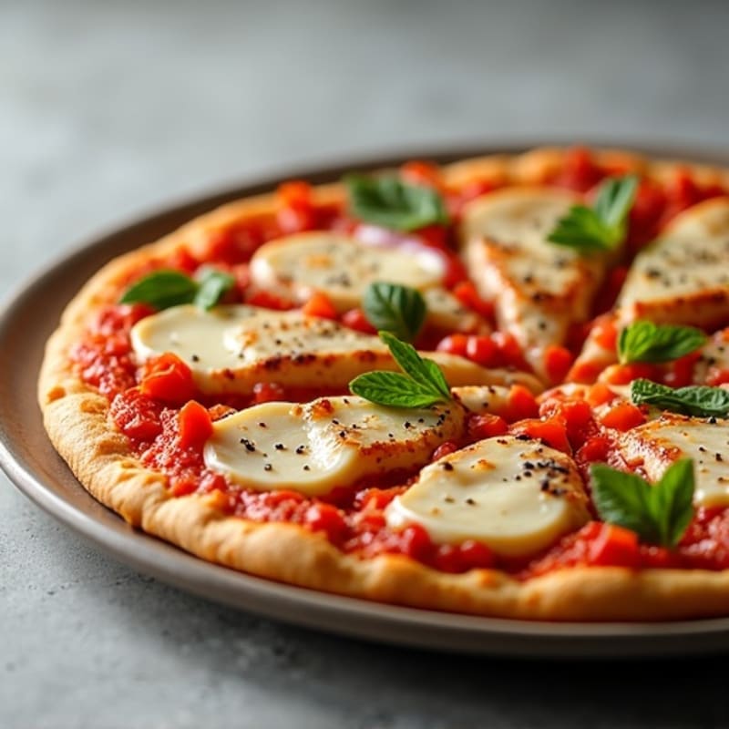 High-Protein Thin Crust Pizza with Chicken and Veggies