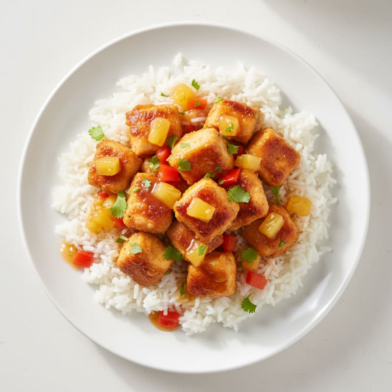 Crispy Pineapple Chicken with Coconut Rice