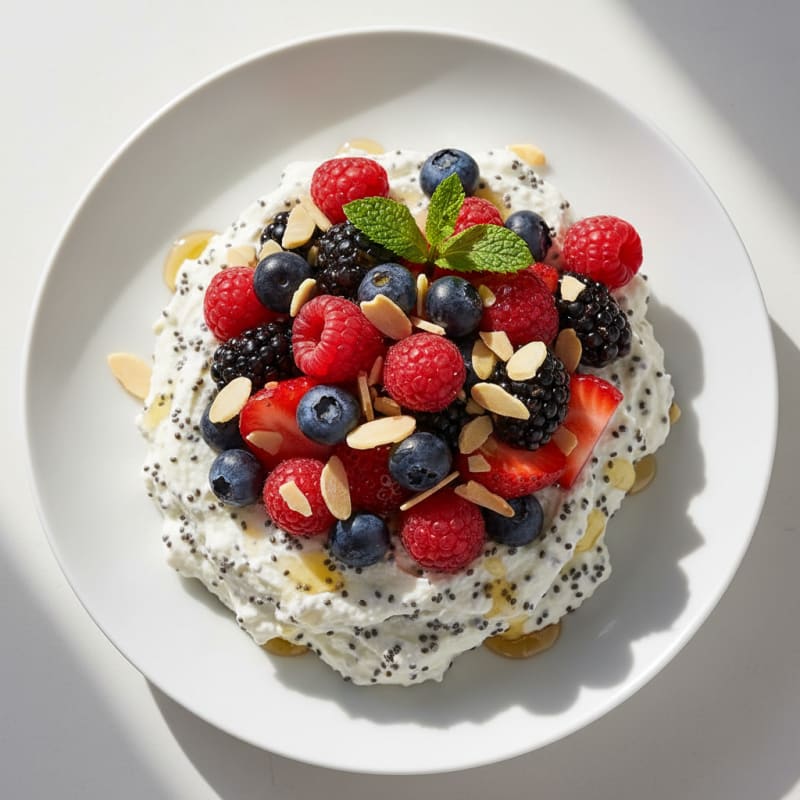 Silky Greek Yogurt Protein Mousse with Mixed Berries