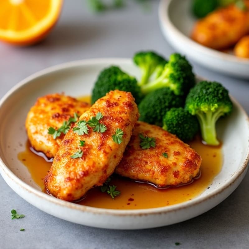 Crispy Orange Chicken with Roasted Broccoli