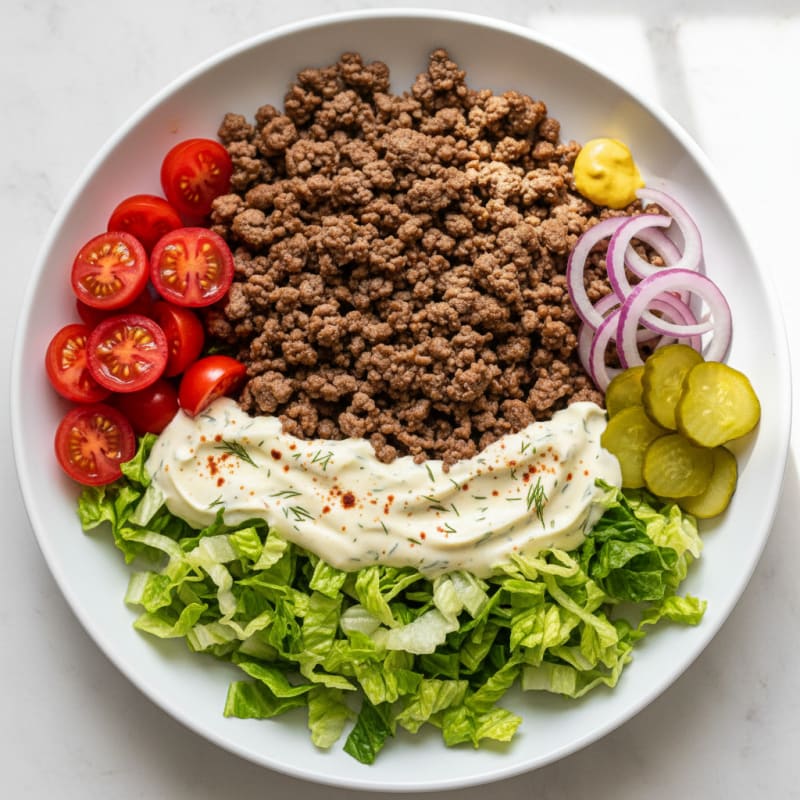 Deconstructed Burger Bowl with Special Sauce