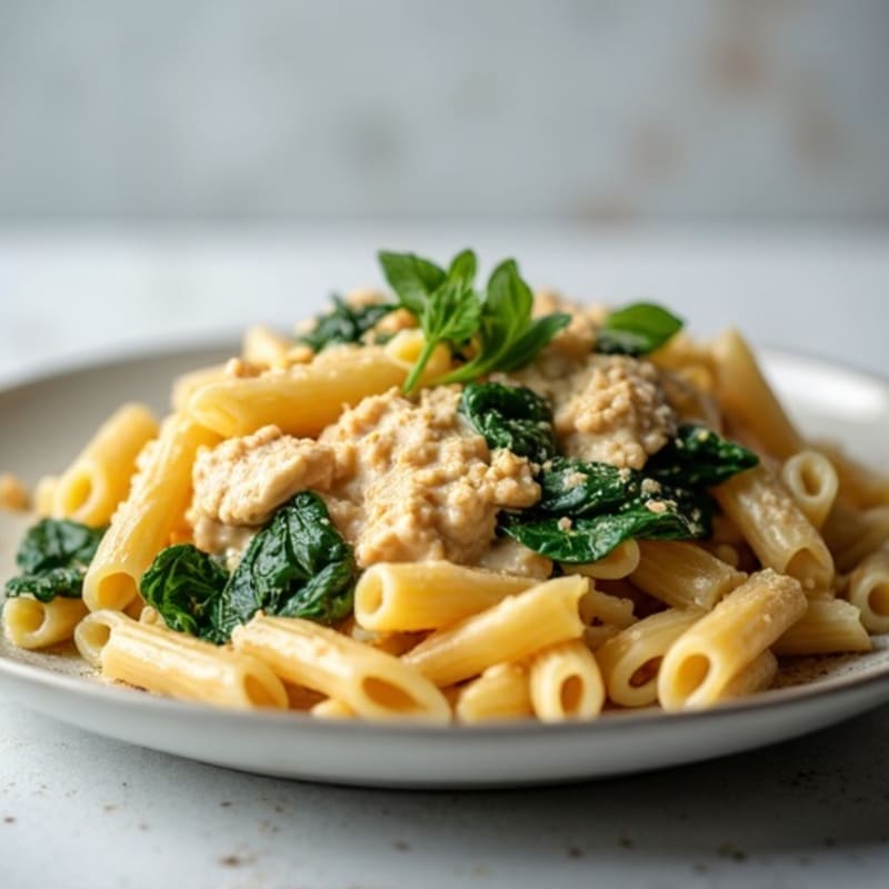 Creamy Chicken Alfredo with Spinach and Whole Wheat Pasta