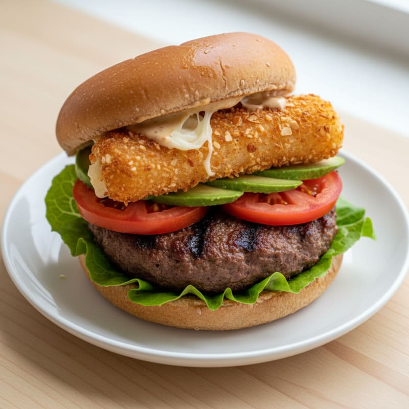 Mozzarella Stick Beef Burger