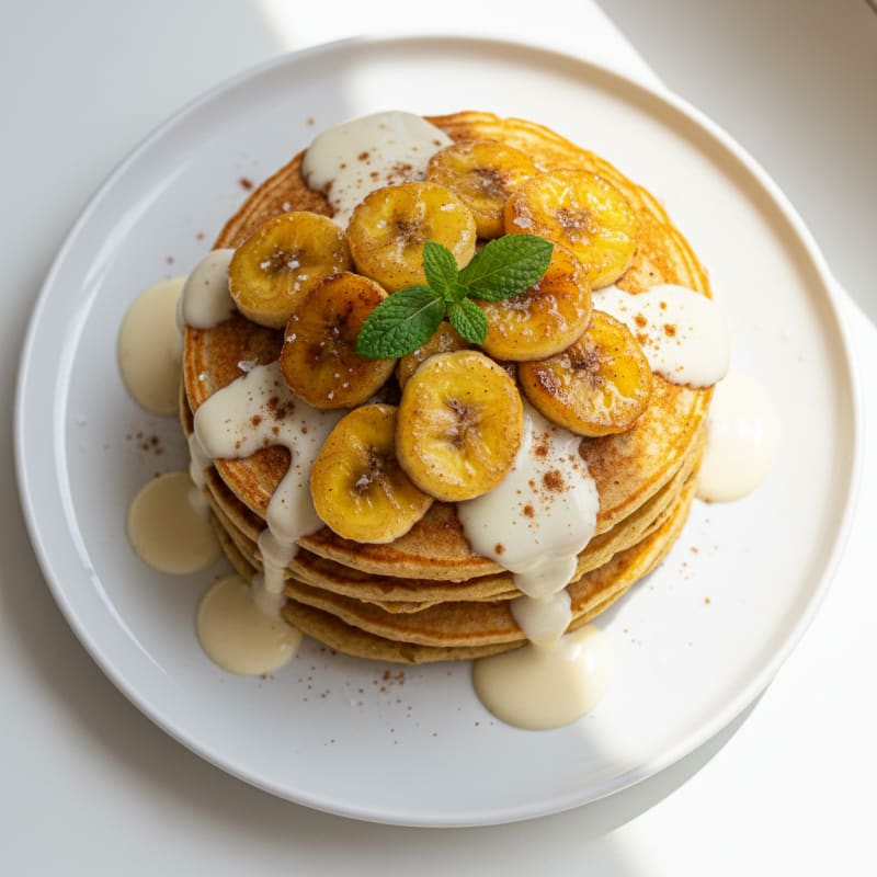 Golden Caramelized Banana Pancakes