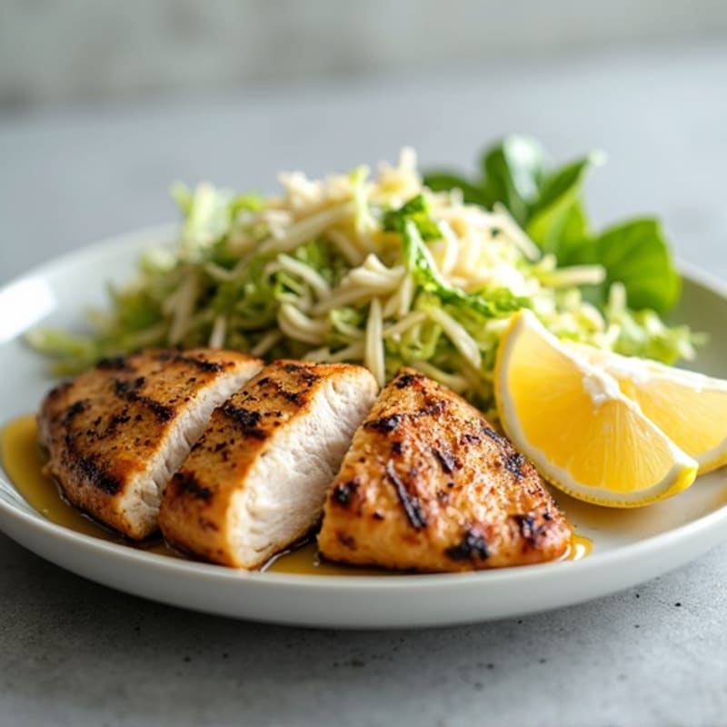Grilled Chicken Breast with Crunchy Cabbage Slaw
