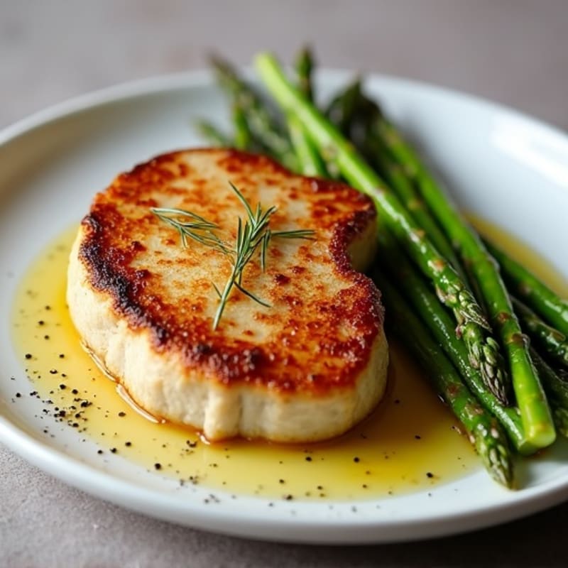 Crispy Pan-Seared Pork Chops with Roasted Asparagus