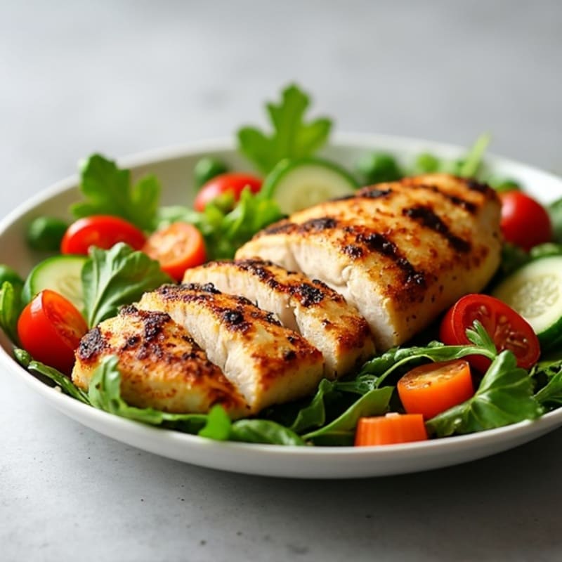 Grilled Chicken Breast Salad with Crunchy Vegetables