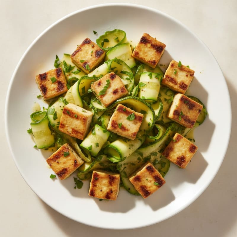 Grilled Tofu and Zucchini Salad with Lemon-Herb Dressing