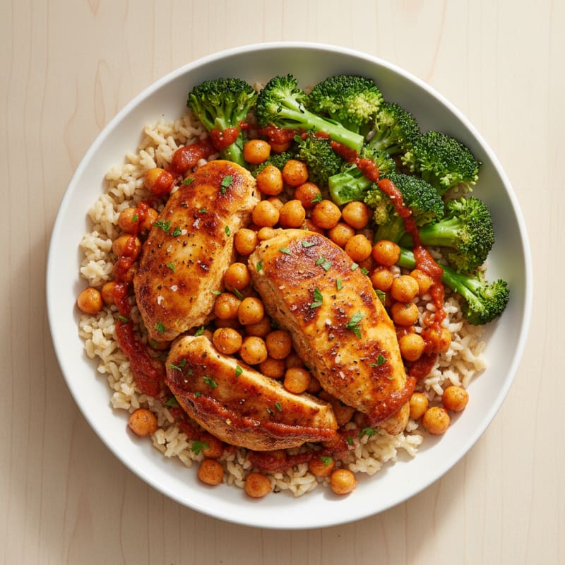 Harissa Chicken and Chickpea Rice Bowl