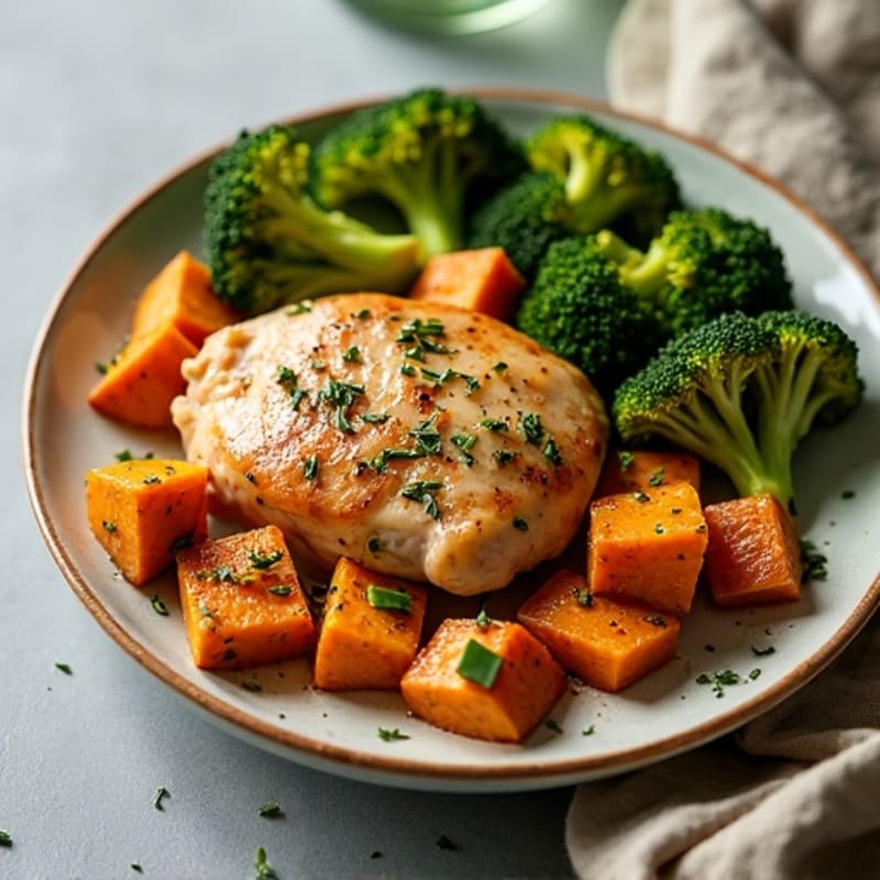 Sheet Pan Herb-Roasted Chicken with Sweet Potato and Broccoli