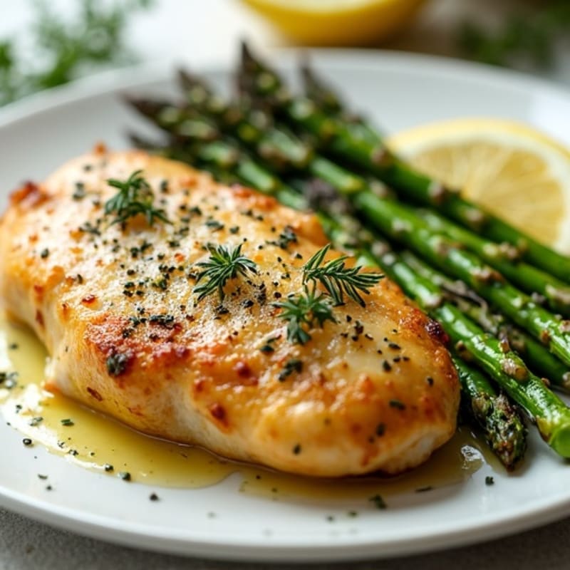 Lemon Herb Roasted Chicken with Crispy Asparagus