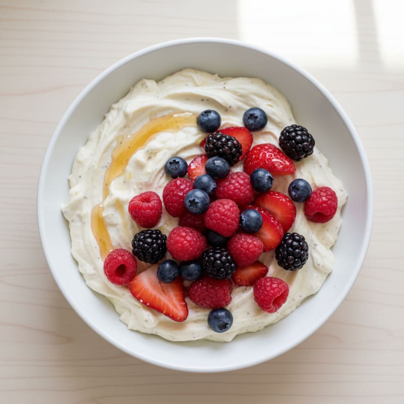 Silky Vanilla Protein Yogurt with Mixed Berries