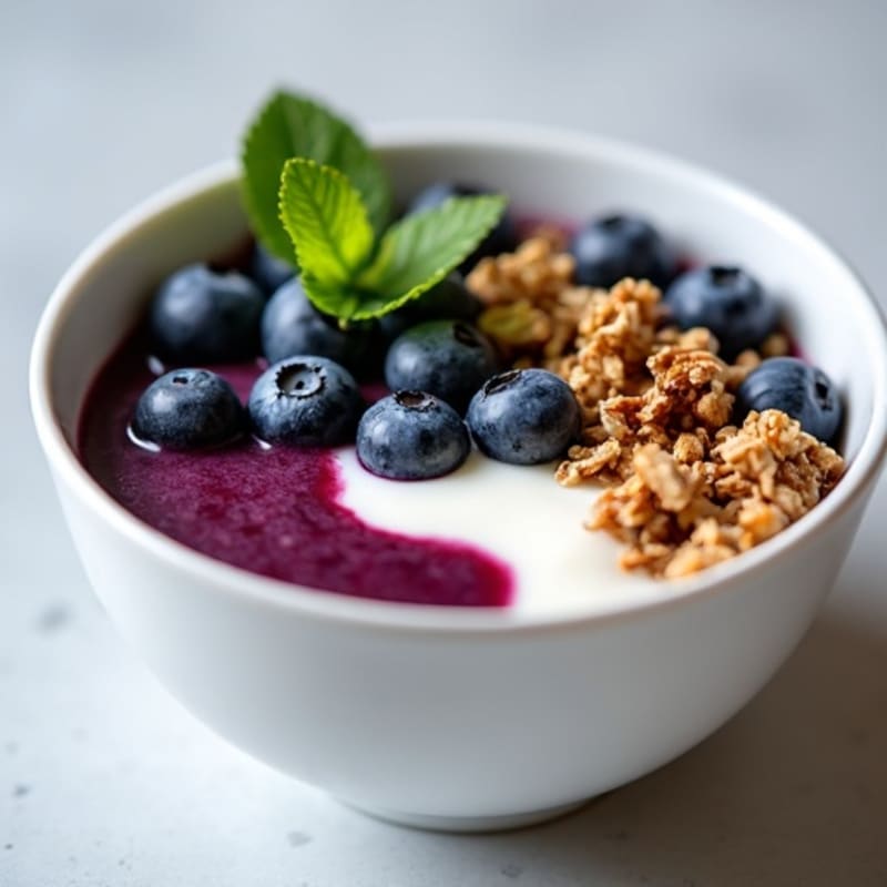 Protein-Packed Creamy Greek Yogurt with Fresh Blueberries and Crunchy Granola