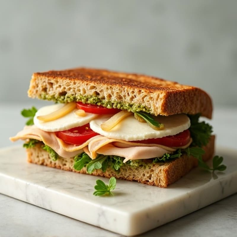 Herb-Pesto Turkey Panini with Fresh Mozzarella