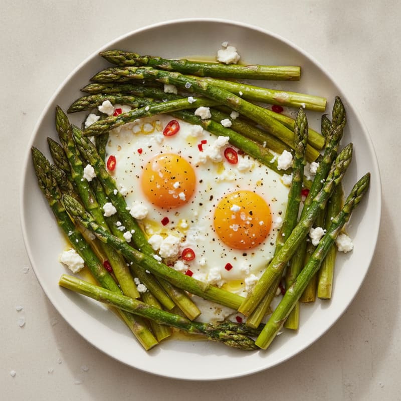 Baked Eggs with Roasted Asparagus