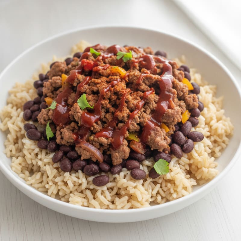Ground Beef and Bean Rice Bowl