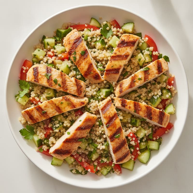 Grilled Chicken and Quinoa Salad with Crunchy Vegetables