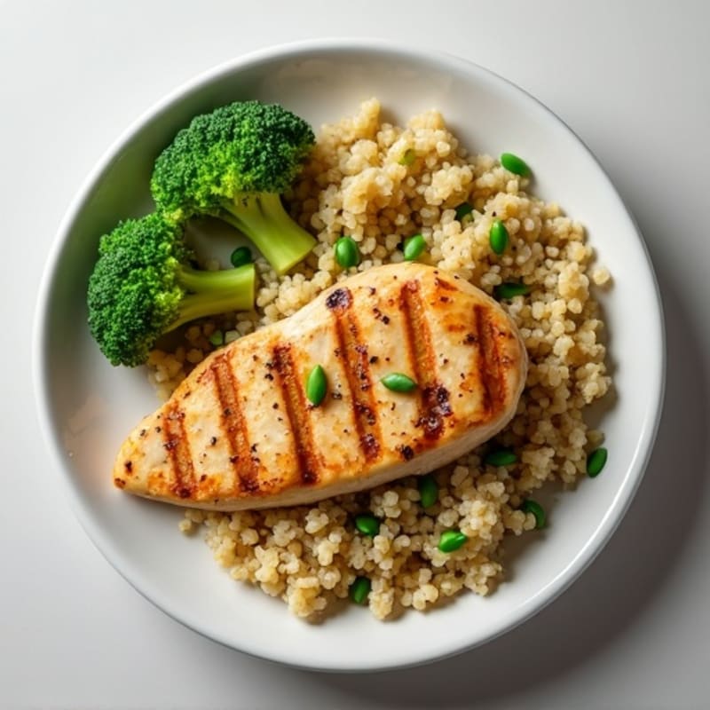 Grilled Chicken Breast with Quinoa and Steamed Broccoli