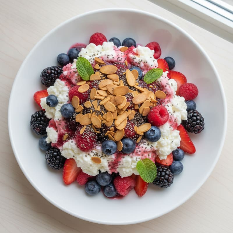 Greek Yogurt Protein Parfait with Mixed Berries