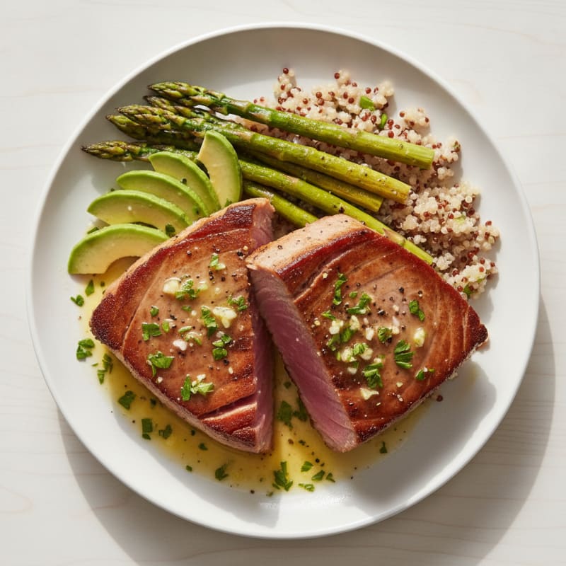 Pan-Seared Tuna with Lemon-Herb Sauce