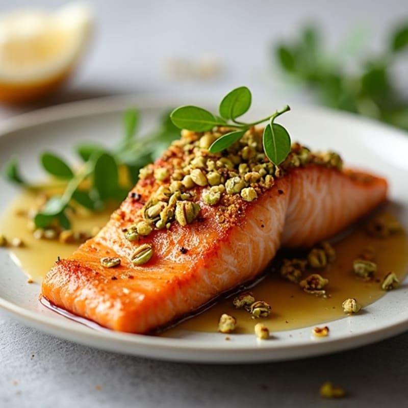 Crispy Pistachio-Crusted Salmon with Honey-Miso Glaze