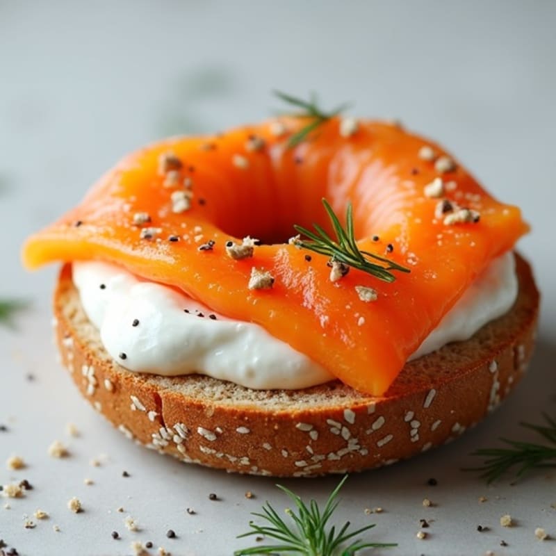 Whole Grain Smoked Salmon Bagel with Creamy Dill Spread
