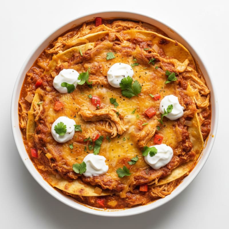 Creamy Chili Chicken Enchilada Bake