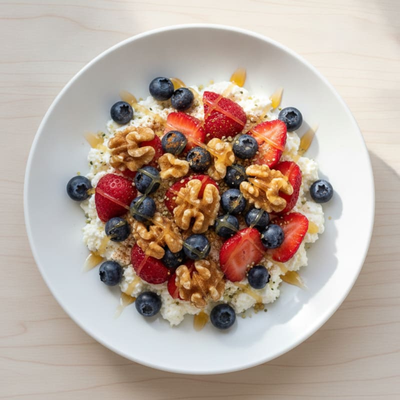 High-Protein Berry and Walnut Cottage Cheese Bowl