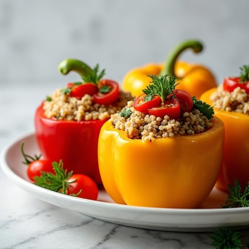Lean Ground Turkey and Quinoa Stuffed Bell Peppers