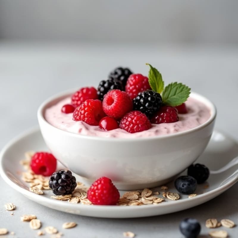 Creamy High-Protein Greek Yogurt with Chicken Protein Powder and Berries