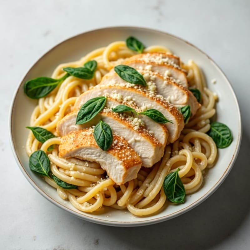 Healthy Creamy Chicken Alfredo Pasta
