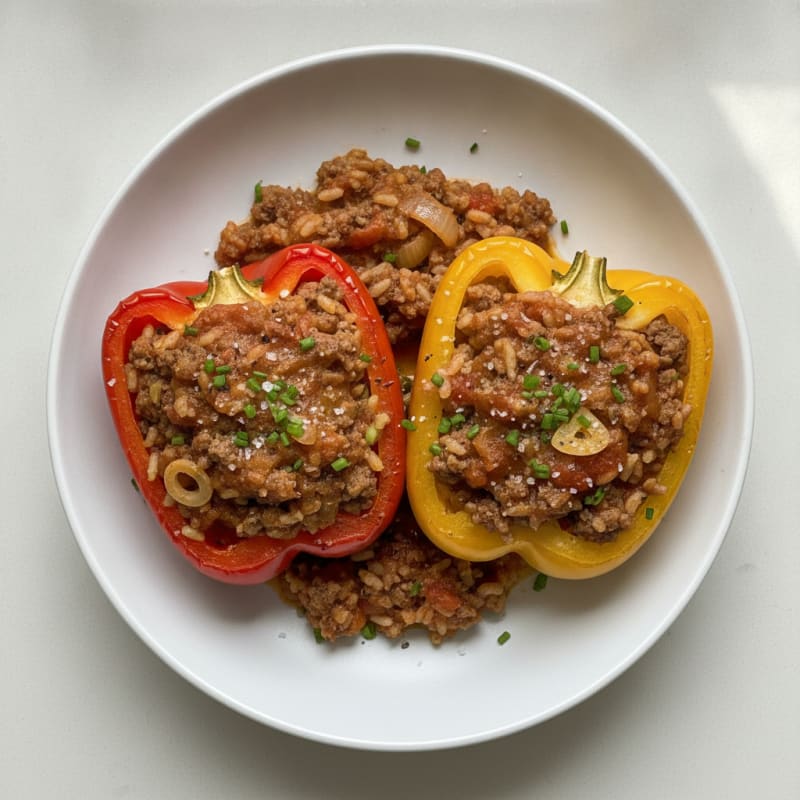 Beef and Rice Stuffed Bell Peppers