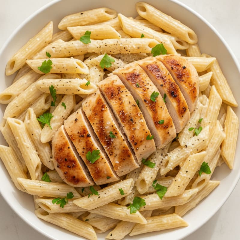 Garlic Parmesan Chicken Alfredo Pasta