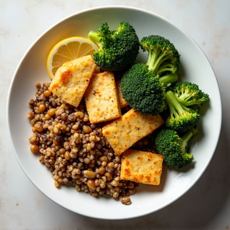 Lentil and Quinoa Power Bowl with Roasted Broccoli