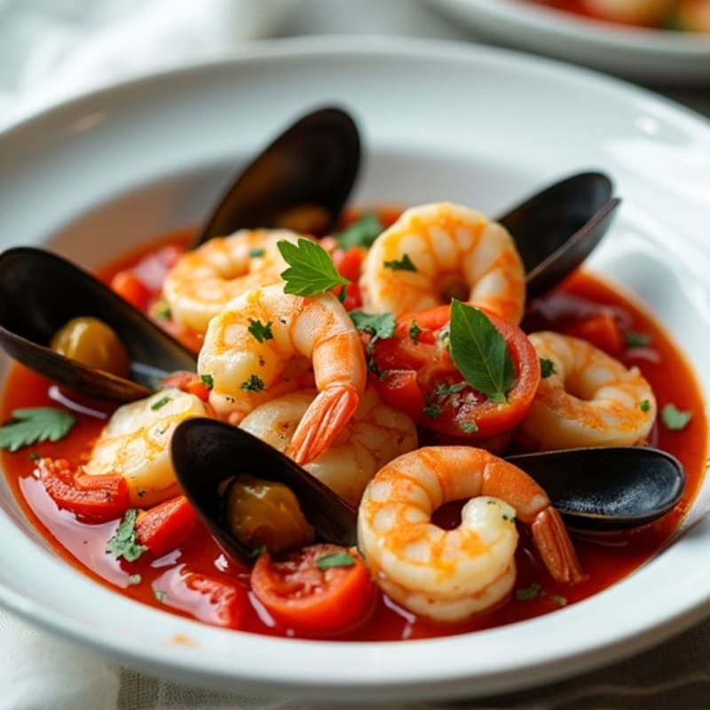 Herb-Garlic Seafood Cioppino with Fresh Tomatoes