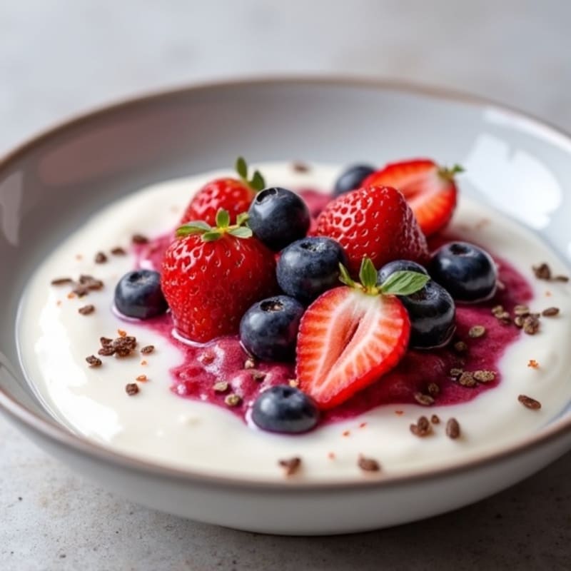 Greek Yogurt Protein Mousse with Mixed Berries