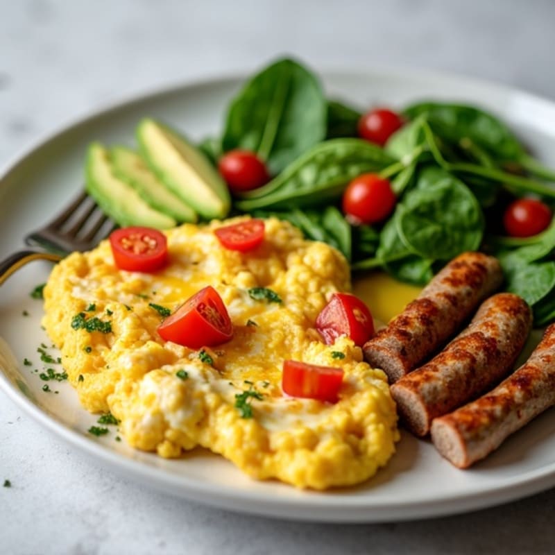 Egg White and Turkey Sausage Scramble with Spinach