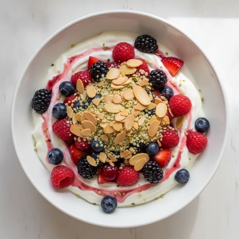 Greek Yogurt Protein Parfait with Mixed Berries