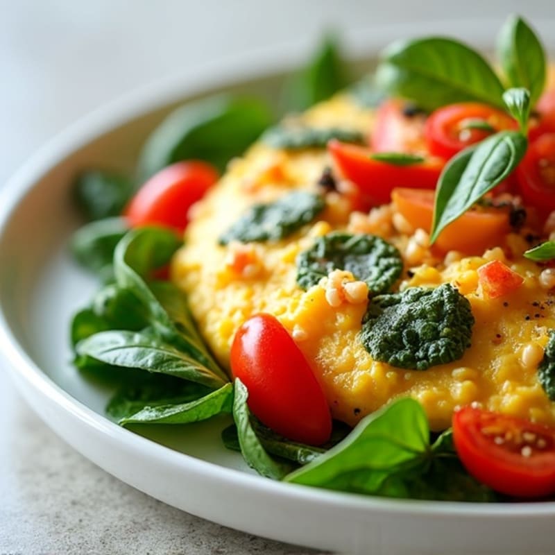 Egg White and Turkey Spinach Scramble with Fresh Tomatoes