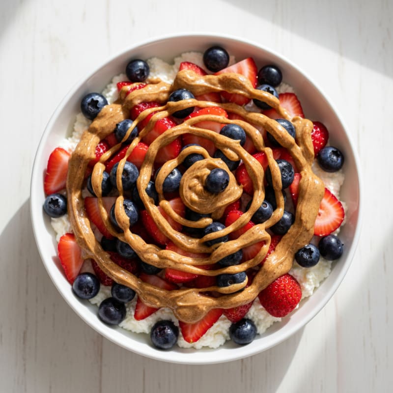 Cottage Cheese Protein Bowl with Berries and Almond Butter