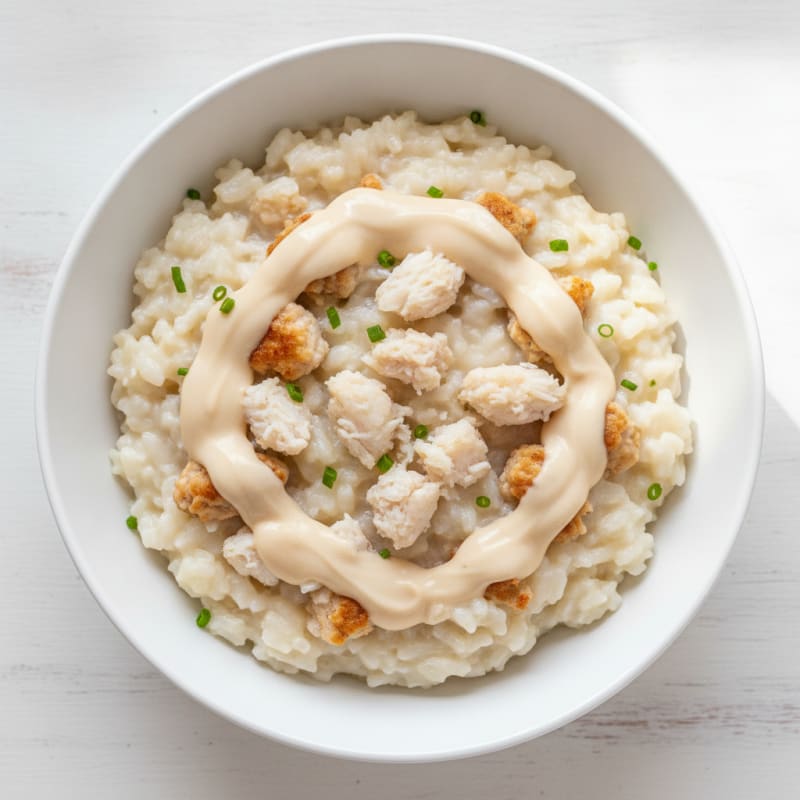 Protein Rice Pudding with Whey and Crab Meat