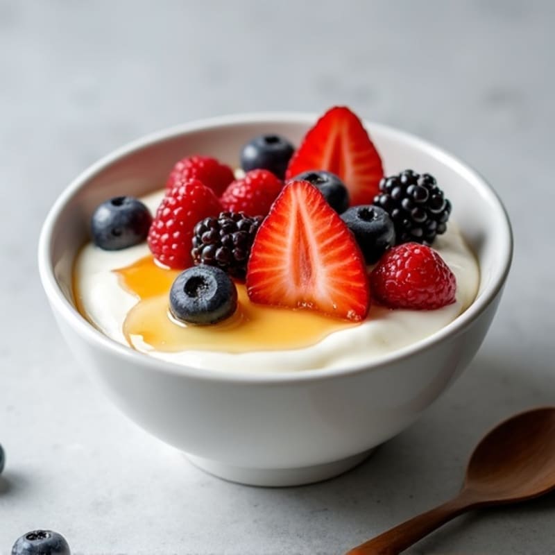 Silky Greek Yogurt Bowl with Whey Protein and Fresh Berries