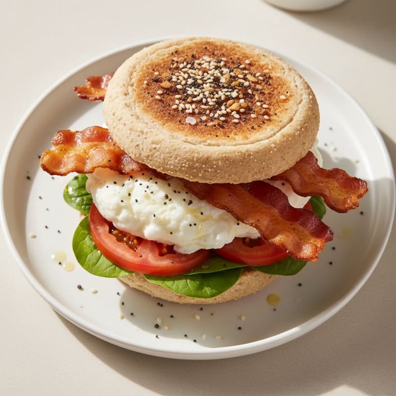 Crispy Bacon and Egg Breakfast Sandwich