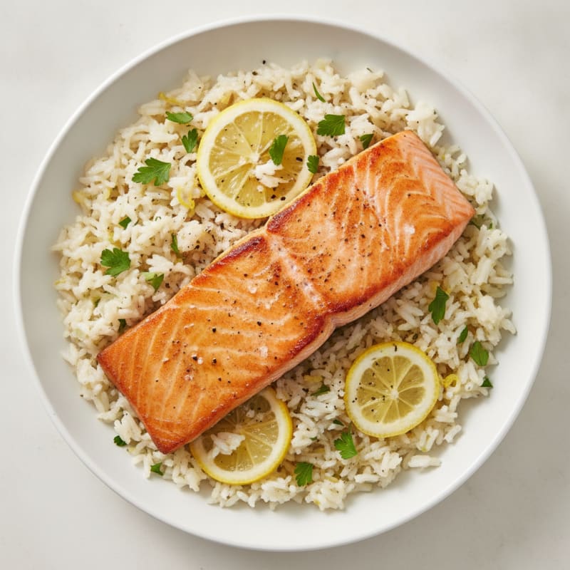Pan-Seared Salmon with Lemon-Herb Rice